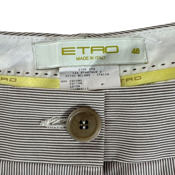 ETRO Italy Pinstripe Flat front Lightweight Cropped Pants Wm Sz 48/ US 16 - Picture 3 of 11